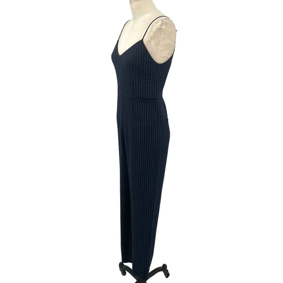 Anthropologie The Essential Jumpsuit Pinstripe Sleeveless Navy Blue Size US 0 - Picture 4 of 15